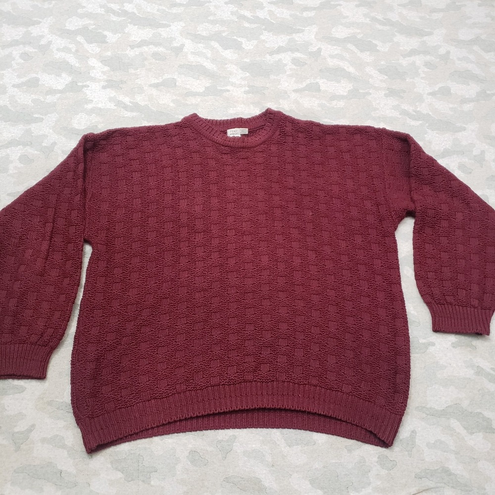 Vintage Tony Lambert Design Group Sweater Mens XL Red Pullover Textured Made USA